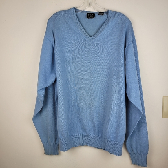 Jos.A.Bank Signature Collection Men's Light Blue V-Neck Sweater 100% cotton XL - Picture 1 of 11